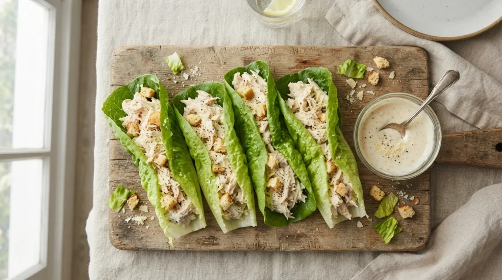 Crisp Keto Chicken Caesar Lettuce Wraps