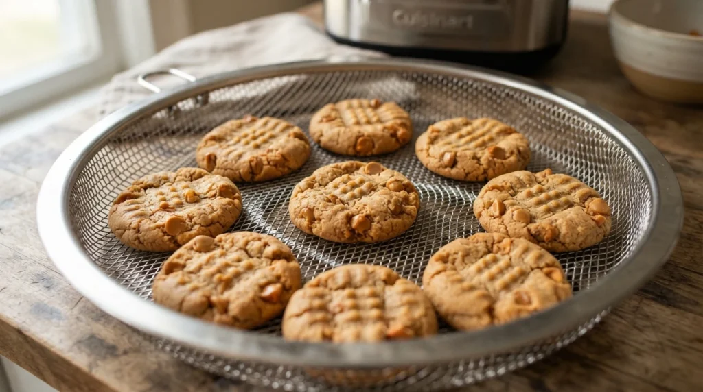 Air Fryer Peanut Butter Cookies with Evenly Flattened Dough