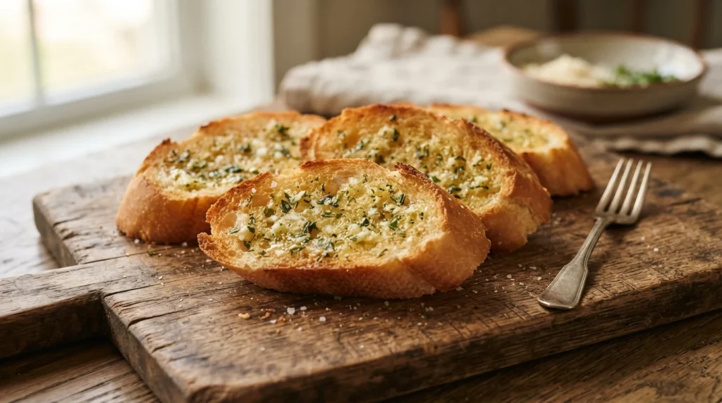 Crispy Air Fryer Garlic Bread with Evenly Spread Butter