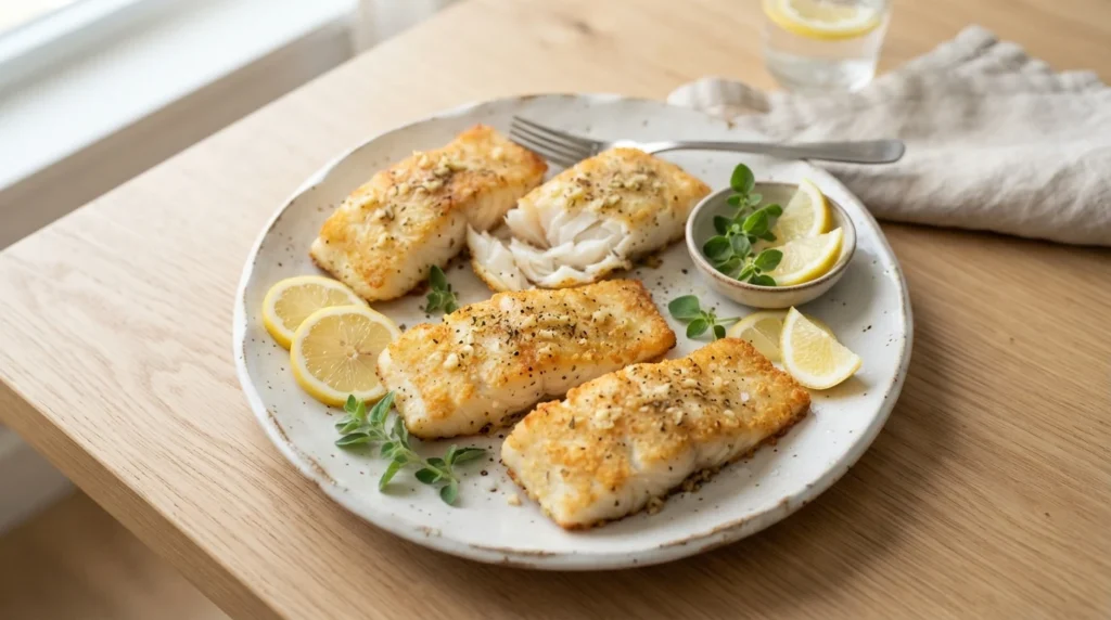 Air Fryer Cod Fillets with Lemon and Garlic