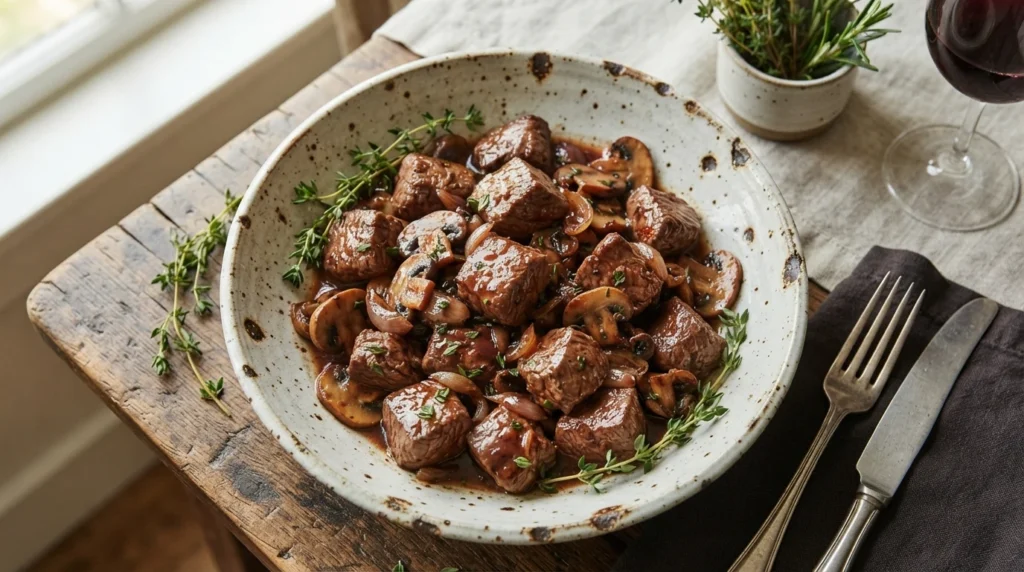 Keto Steak Bites with Mushrooms and a Quick Pan Sauce
