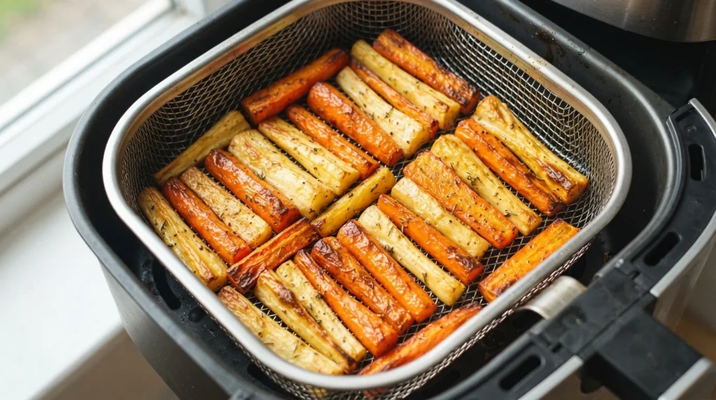 Air Fryer Carrot and Parsnip Batons with Even Sizing