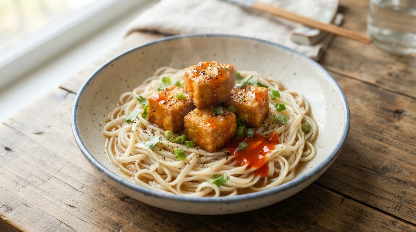 Crispy Air Fryer Buffalo Tofu Bites with Light Sauce