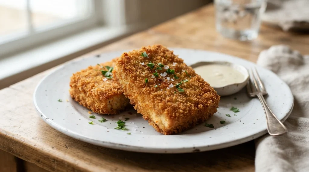 Air Fryer Tofu Katsu with a Firm Pressed Center