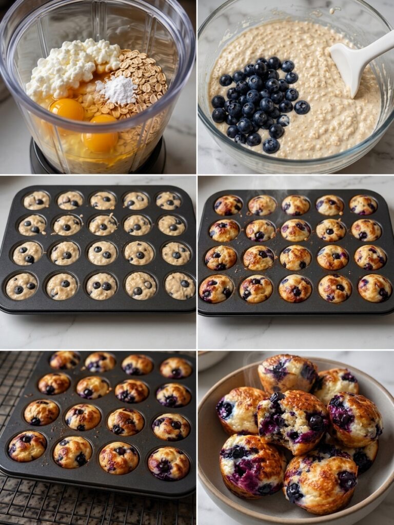 Fluffy Blueberry Cottage Cheese Pancake Bites – High-Protein, Fluffy & Bursting with Berries!