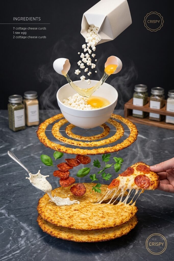 CRISPY 2-INGREDIENT COTTAGE CHEESE PIZZA CRUST