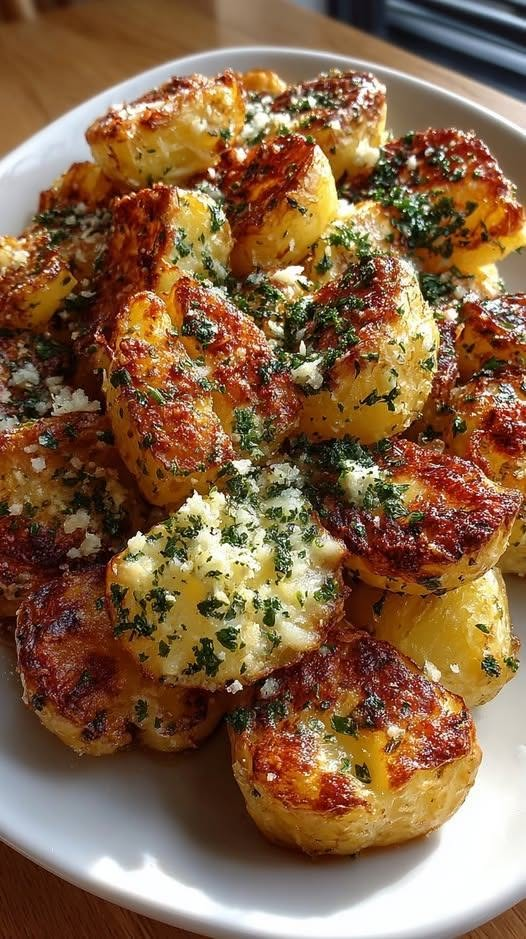 Roasted Garlic Butter Parmesan Potatoes (Crispy, Buttery & Ultra Flavorful Side Dish)