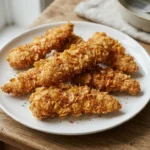 Air Fryer Cornflake Chicken Strips with a Coarse Crunchy Coating