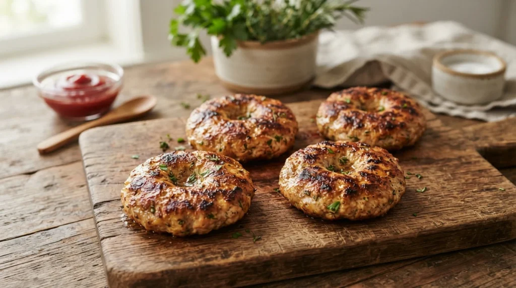 Air Fryer Chicken Burgers with a Shallow Center Indent