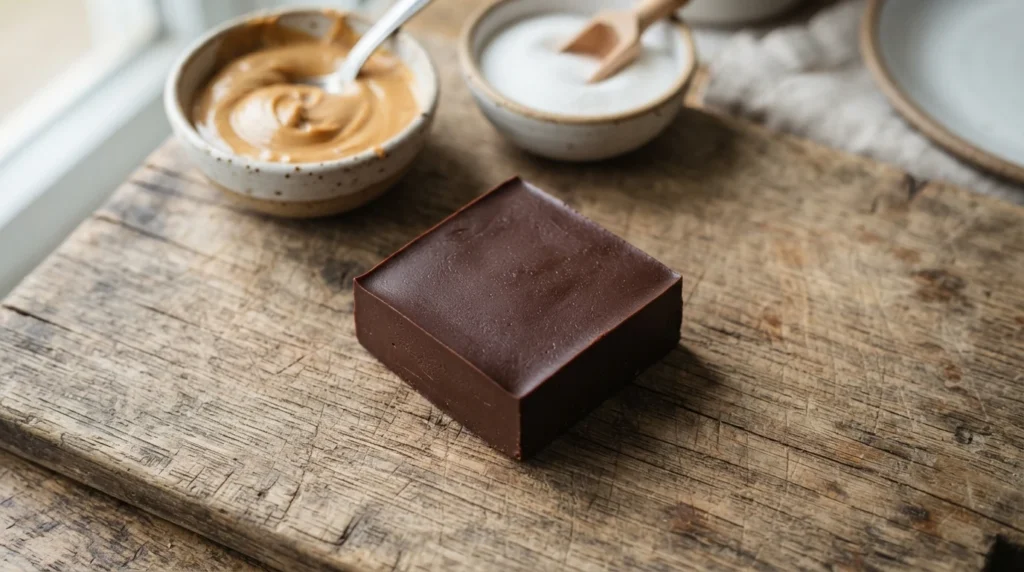 Keto Peanut Butter Fudge: Firm Refrigerated Texture