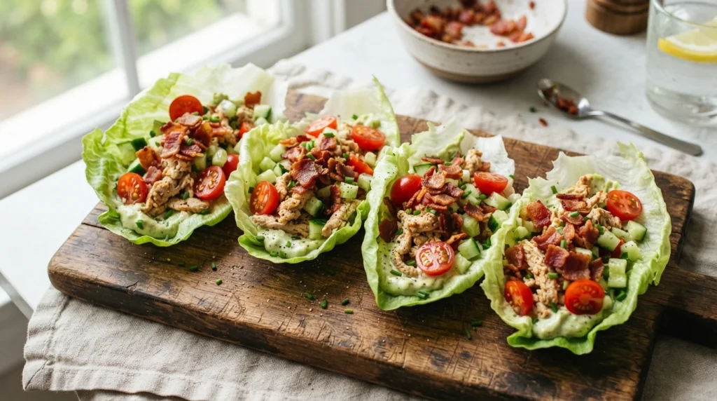 Keto Turkey Club Lettuce Wraps with Bacon