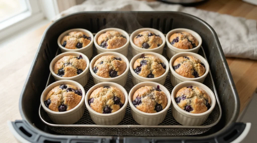 Air Fryer Blueberry Yogurt Muffins with Evenly Filled Cups