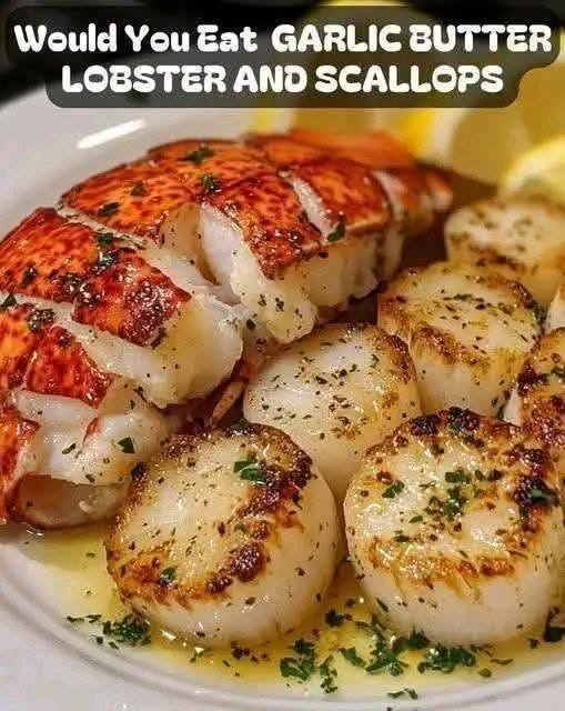 Air Fryer Garlic Butter Lobster & Scallops