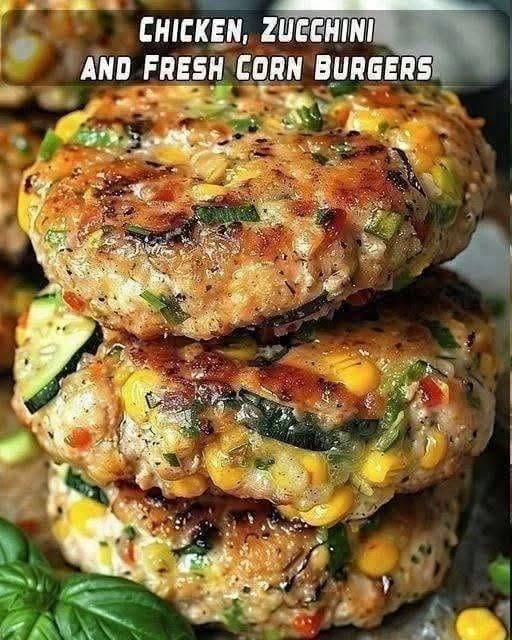 Chicken, Zucchini & Fresh Corn Burgers