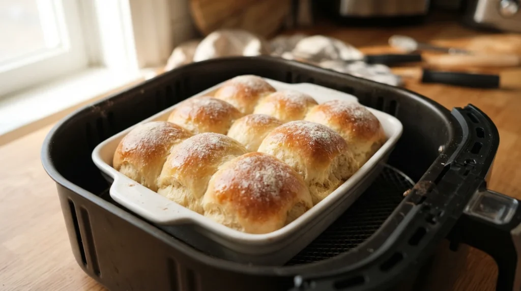 Air Fryer Small-Batch Dinner Rolls with Proofing Time Included