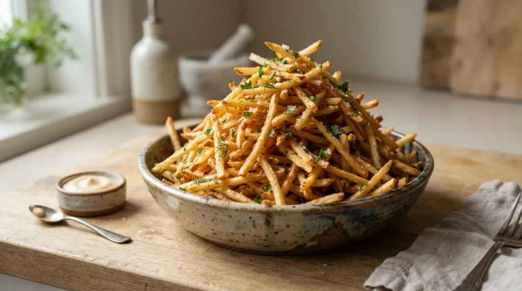 Crispy Air Fryer Shoestring Fries: Small-Batch Method