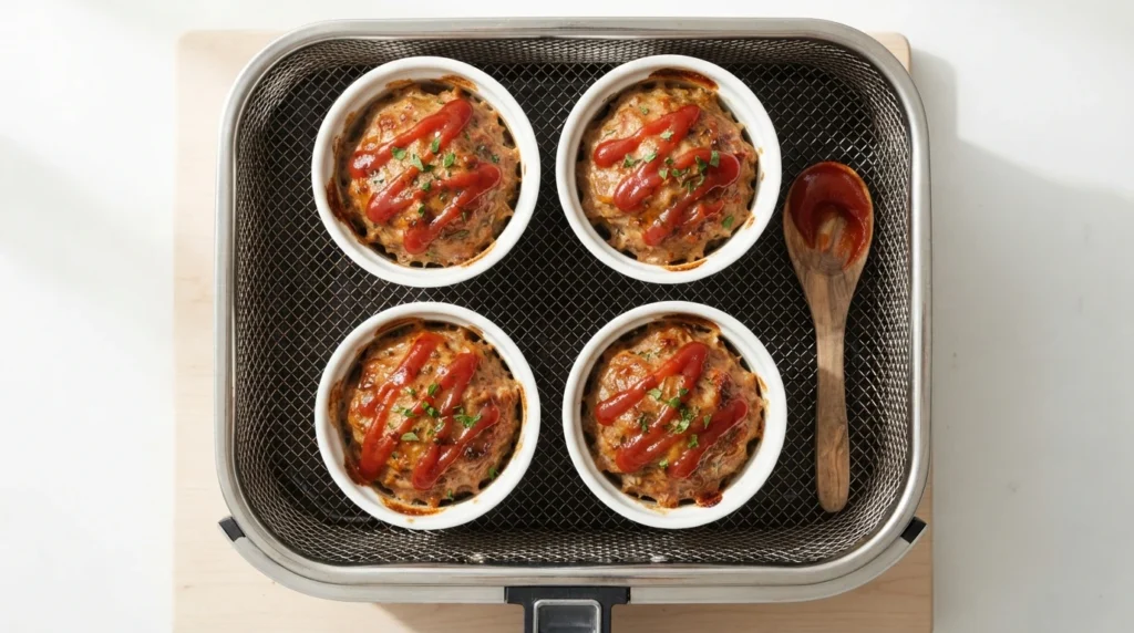 Air Fryer Mini Beef Meatloaves with Ketchup Glaze