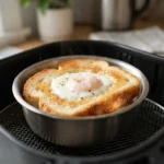 Air Fryer Breakfast Egg Toast with a Fully Set Center