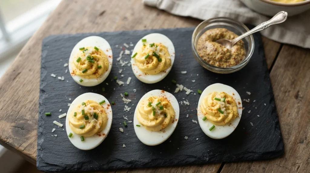 Keto Deviled Eggs with Dijon and Chives