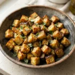 Crispy Air Fryer Eggplant Cubes with a Measured Oil Coating