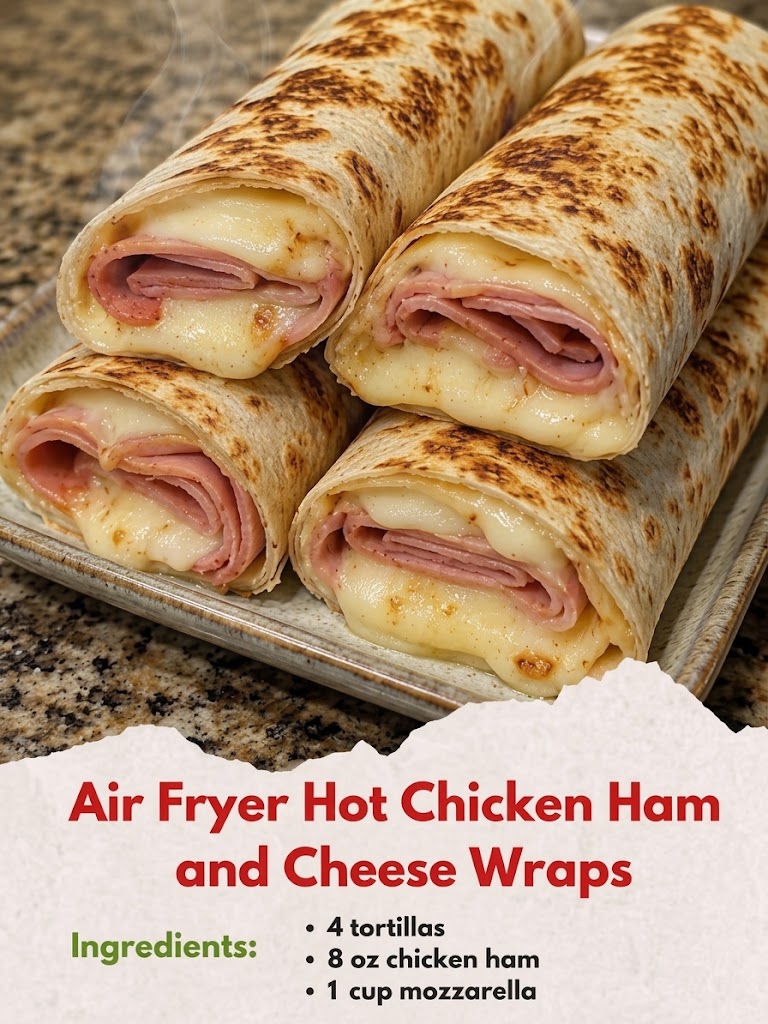 Air Fryer Hot Chicken Ham and Cheese Wraps 🌯🍗🧀