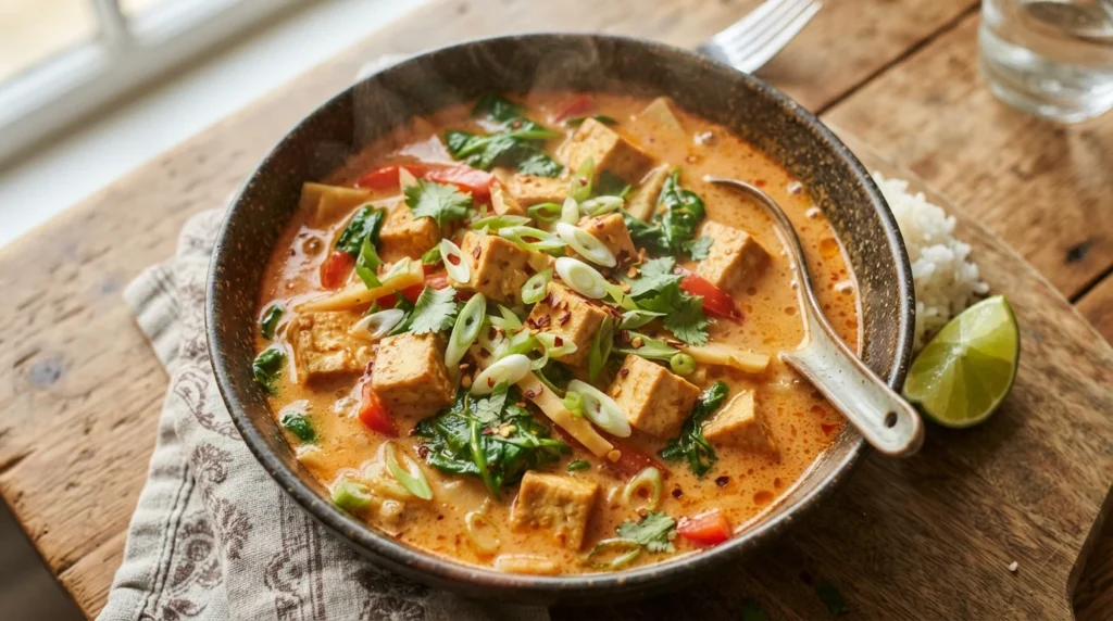 Keto Tofu Coconut Curry with Spinach: A Creamy Low-Carb Dinner