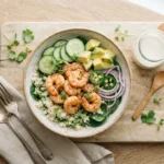 Keto Shrimp Poke Bowl with Cucumber and Avocado