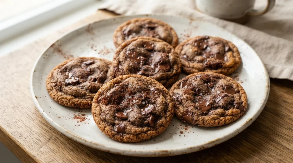 Air Fryer Double Chocolate Cookies with a Set Edge