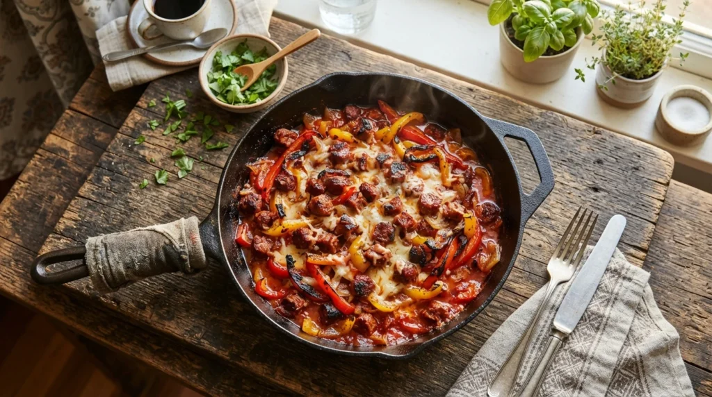 Keto Chorizo and Pepper Breakfast Skillet Without Potatoes
