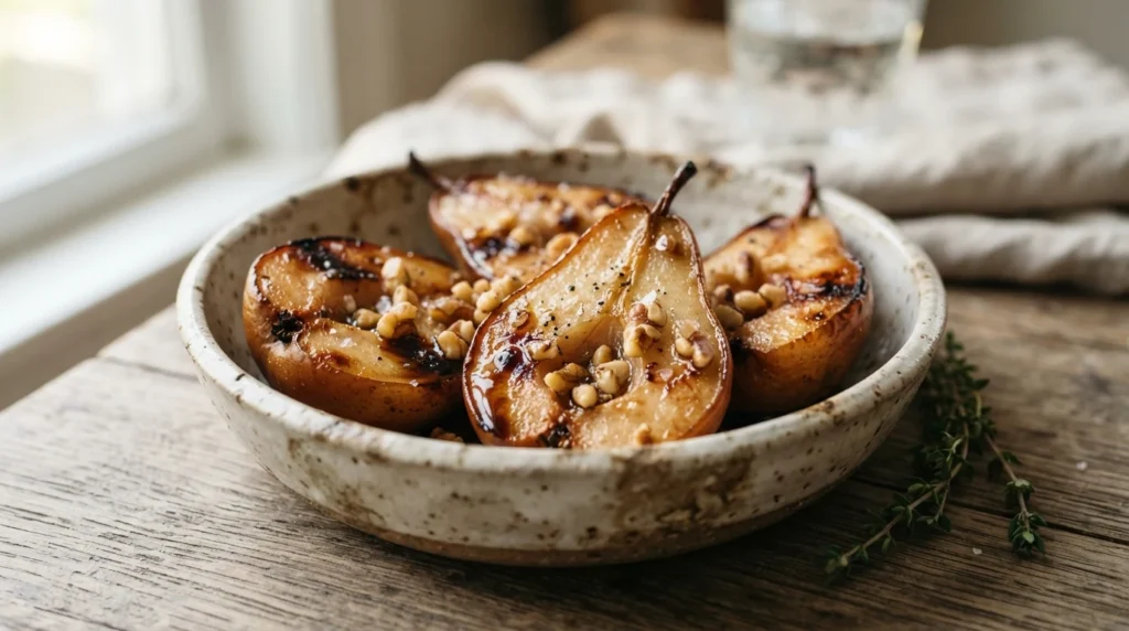 Air Fryer Pear Halves with Walnuts and Cinnamon