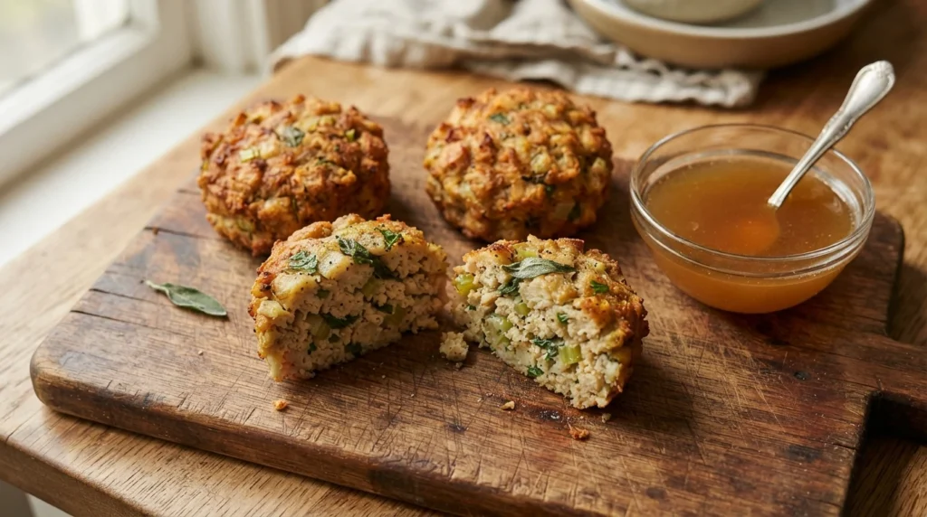 Air Fryer Turkey Stuffing Cakes with Safely Stored Leftovers