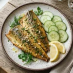 Keto Smoked Mackerel Breakfast Plate with Cucumber and Lemon
