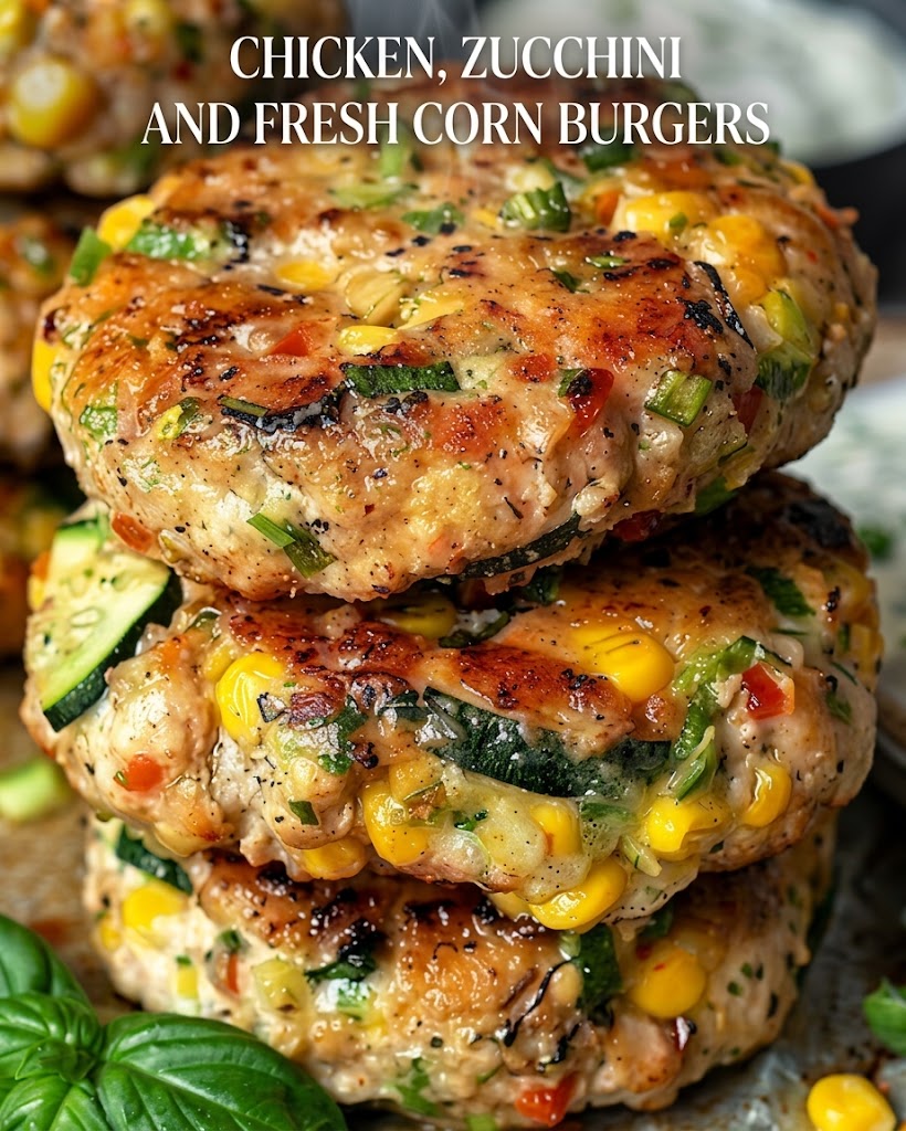 Chicken Zucchini and Fresh Corn Burgers