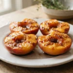 Air Fryer Peach Halves with Brown Sugar Crumb