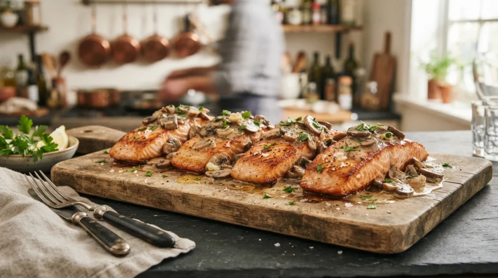 Keto Salmon with Garlic Butter Mushrooms