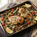 Keto Greek Chicken Tray Bake with Olives and Courgette
