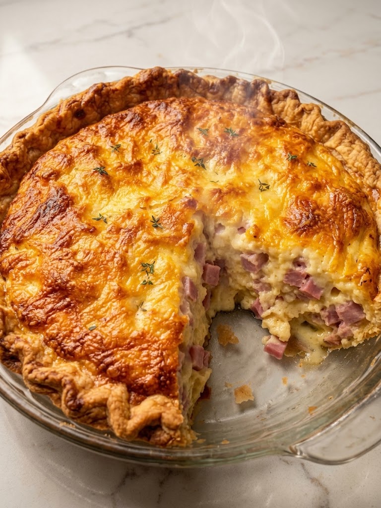 Baked Ham and Swiss Quiche 🥚🧀🥓