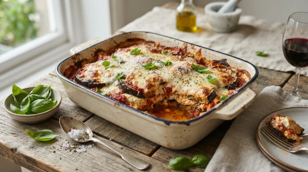 Keto Aubergine Lasagna with Ricotta Layers