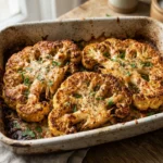 Crispy Air Fryer Parmesan Cauliflower Steaks with Cheese