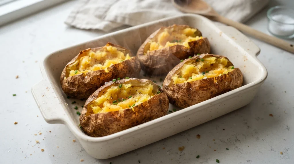 Air Fryer Baked Russet Potatoes with Crisp Skins