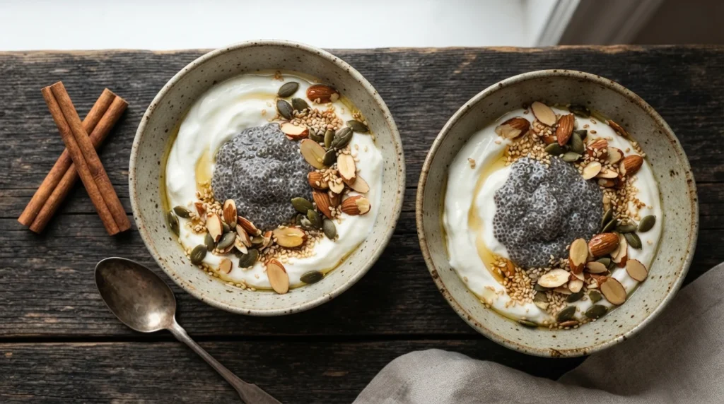 Keto Greek Yogurt Breakfast Bowls with Toasted Seeds