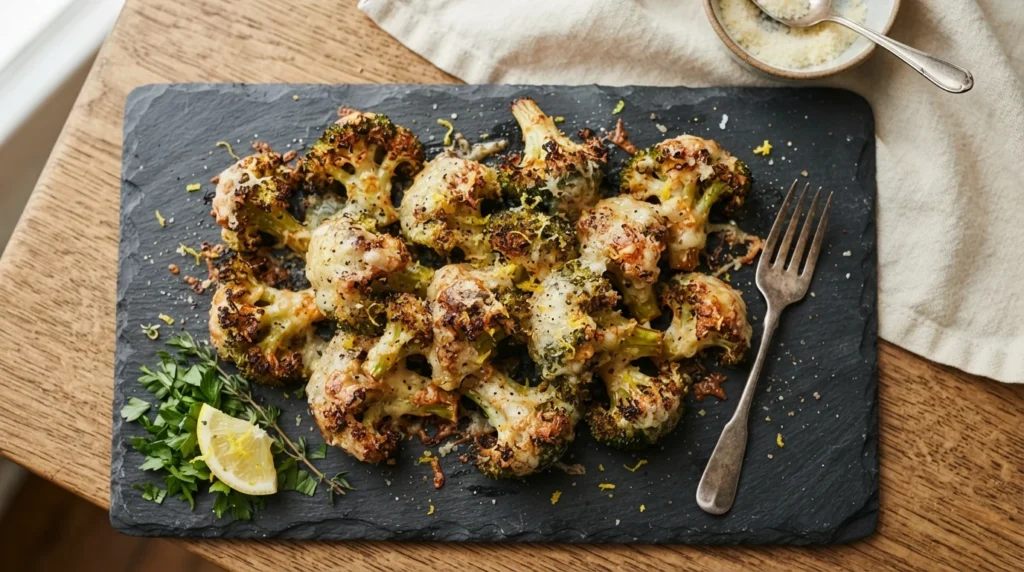 Keto Air Fryer Broccoli with Lemon Parmesan