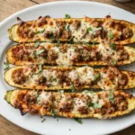 Keto Courgette Pizza Boats with Sausage