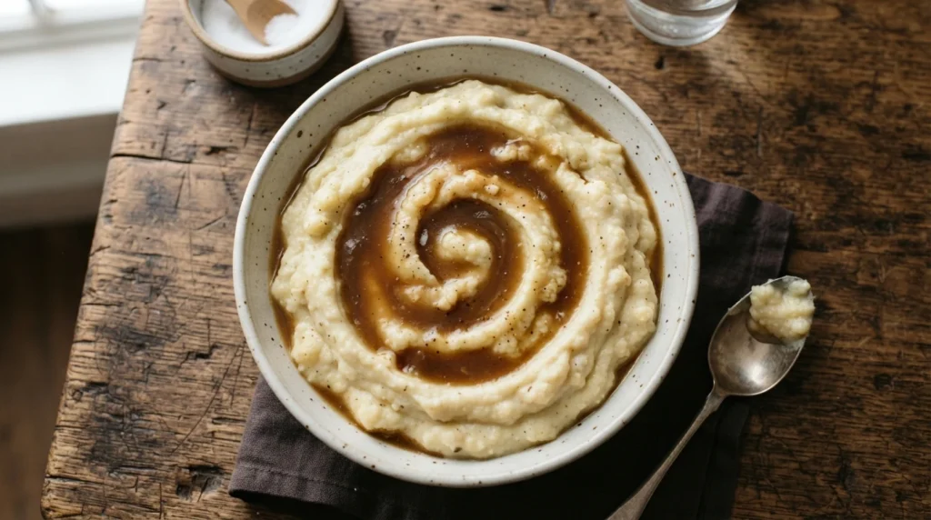 Thick Keto Cauliflower Mash Ready for Gravy