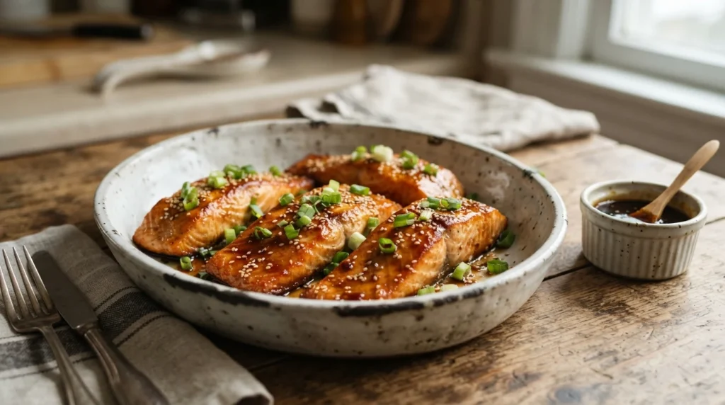Air Fryer Teriyaki Salmon with Clean Reserved Sauce