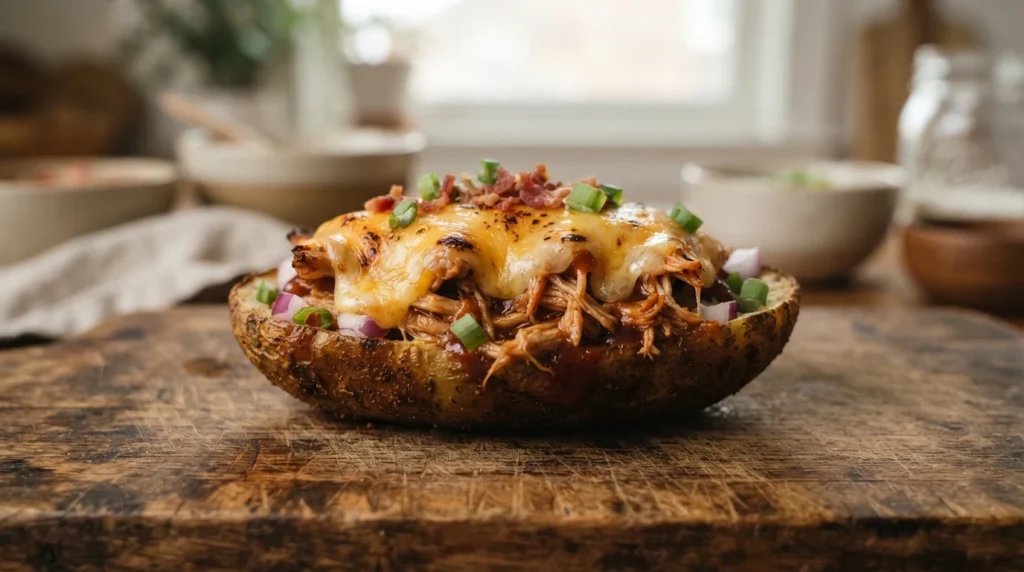 Crispy Air Fryer Pulled Pork Stuffed Potato Skins