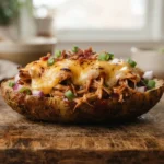 Crispy Air Fryer Pulled Pork Stuffed Potato Skins