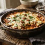 Keto Sausage Aubergine Casserole with Mozzarella