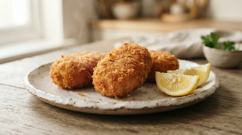 Air Fryer Frozen Croquettes with Centers Checked Before Serving