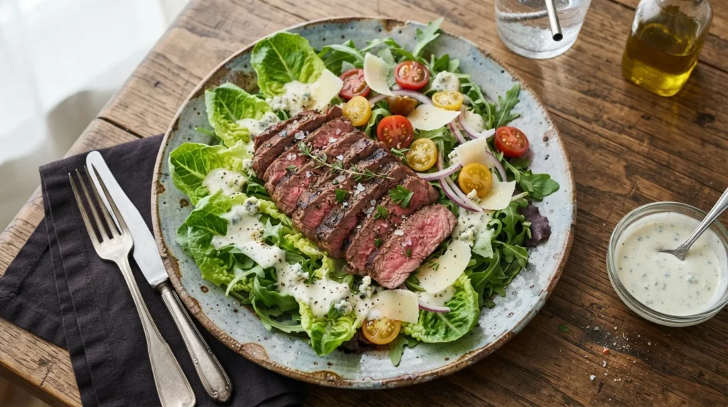 Keto Sirloin Steak Salad with Blue Cheese Dressing
